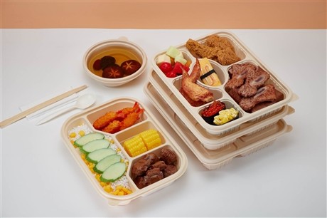 盒心宜可降解环保绿色餐盒四格