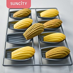 Suncity 阳晨 8连灰色不沾线架玛德琳立体瘦贝壳蛋糕模具家用烘焙烤盘工具