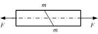 图示拉杆承受轴向拉力F的作用。设斜截面m-m的面积为A，则s = F /A为（）。 
