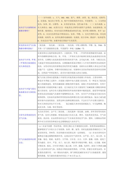 室内空气污染物的来源都有哪些