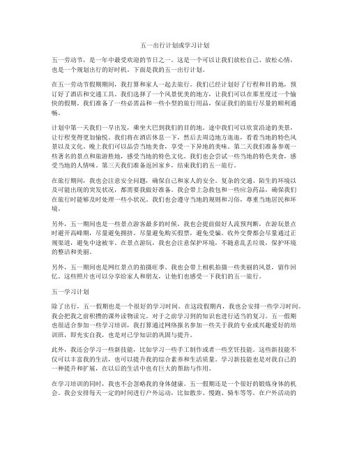 五一出行计划或学习计划