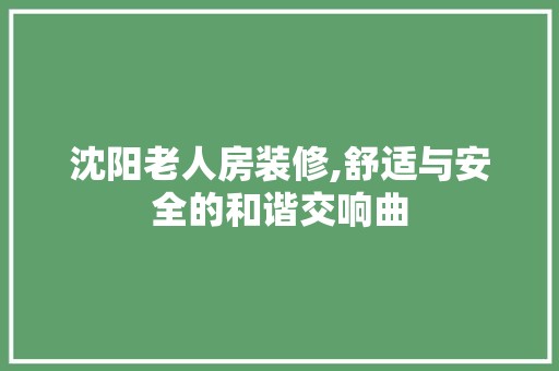 沈阳老人房装修,舒适与安全的和谐交响曲 建筑建材