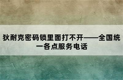 狄耐克密码锁里面打不开——全国统一各点服务电话