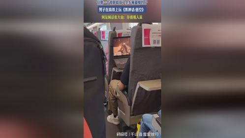 仅靠一个背影就成了全车厢最帅的仔男子在高铁上玩《黑神话悟空》