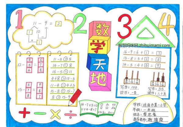 数学手抄报简单又漂亮一年级数学手抄报简单又漂亮一年级下册