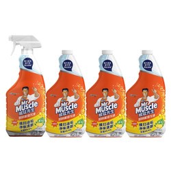 Mr Muscle 威猛先生 油污清洁剂 650g+650g*3瓶替换装 柠檬香 厨房重油污净
