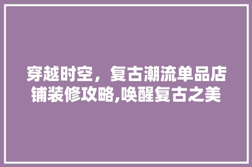 穿越时空，复古潮流单品店铺装修攻略,唤醒复古之美 拆改工程