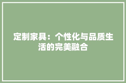 定制家具：个性化与品质生活的完美融合 现代风格装饰