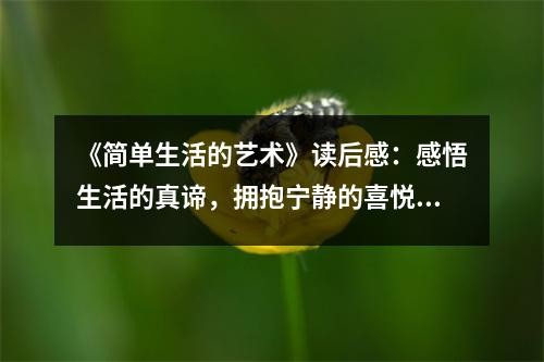 《简单生活的艺术》读后感：感悟生活的真谛，拥抱宁静的喜悦 (700字)