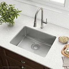 Kraus KD1US25B Dex Inch Undermount T304Plus TRU16 Gauge Stainless Steel Kitchen Sink with Drainassure Waterway and Versidrain Assembly, 25&quot; Single Bowl, Radiant Pearl Finish - - Amazon.com