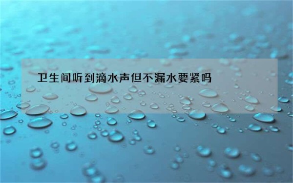 卫生间听到滴水声但不漏水要紧吗