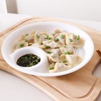 创意多功能饺子盘 食品级PP双层沥水盘 带醋碟水饺盘（小号）8721