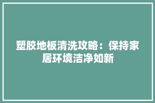 塑胶地板清洗攻略：保持家居环境洁净如新 现代风格装饰