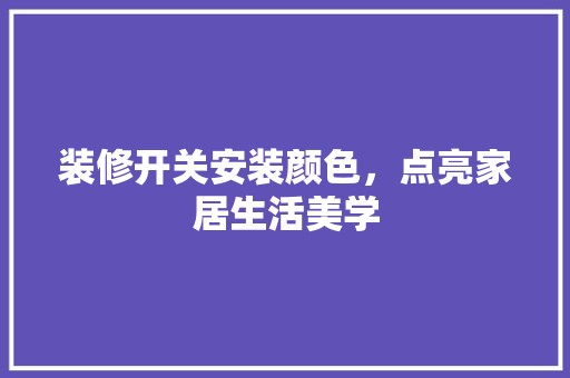 装修开关安装颜色，点亮家居生活美学 地板