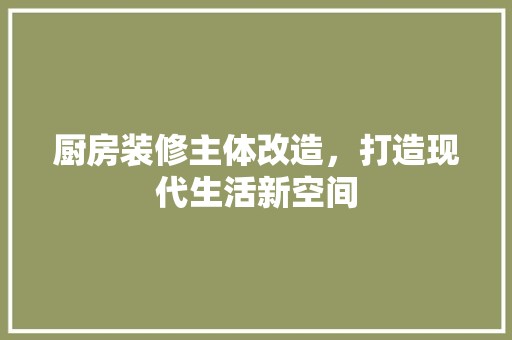 厨房装修主体改造，打造现代生活新空间 墙面材料