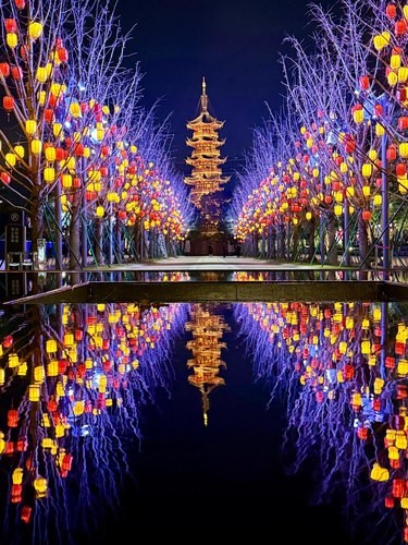 龙华寺亮灯，我拍到2025第一场火树银花‼️
