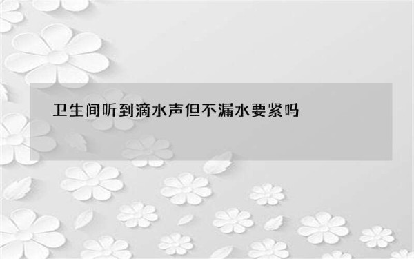 卫生间听到滴水声但不漏水要紧吗