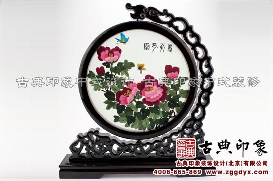 苏绣屏风中式配饰