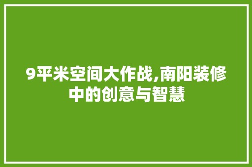 9平米空间大作战,南阳装修中的创意与智慧 建筑建材