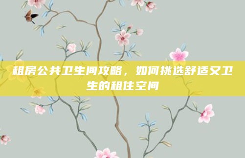 租房公共卫生间攻略，如何挑选舒适又卫生的租住空间