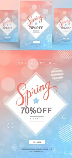 春季商品打折促销宣传海报PSD模板Spring sale posters template#tiw251f5307