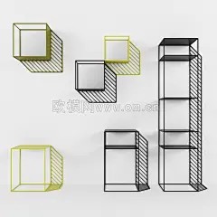 现代铁艺装饰架组合3D模型