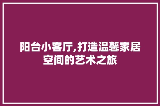 阳台小客厅,打造温馨家居空间的艺术之旅 空间布局