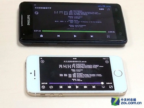 大葱玩手机:iPhone5s续航VS飞利浦W6618 