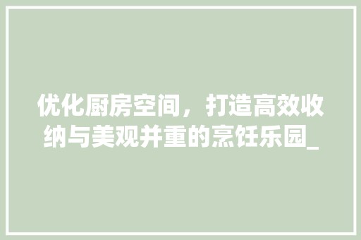 优化厨房空间，打造高效收纳与美观并重的烹饪乐园_厨房装修设计图分析 金属