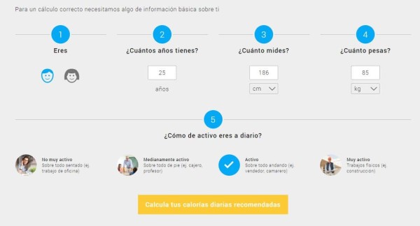 Una web para calcular las colorías y perder peso