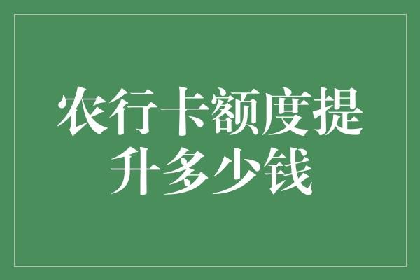 农行卡额度提升多少钱