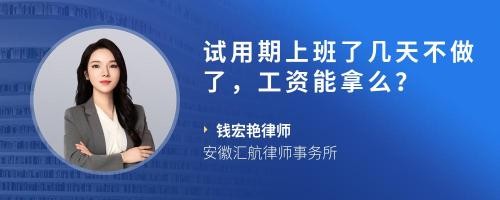 试用期上班了几天不做了，工资能拿么？