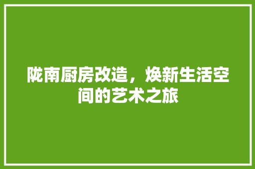 陇南厨房改造，焕新生活空间的艺术之旅 科技前沿