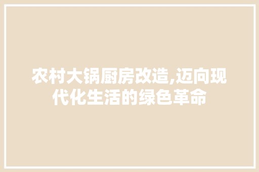 农村大锅厨房改造,迈向现代化生活的绿色革命 玻璃