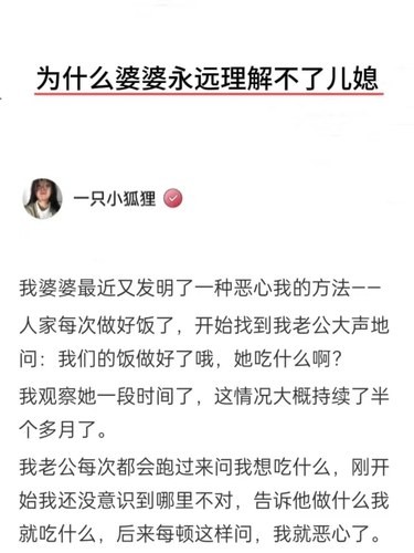 婆婆不可能理解儿媳妇