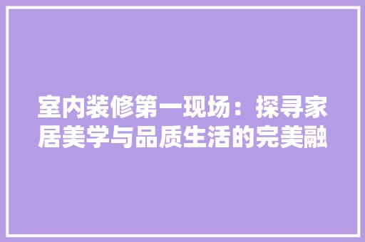 室内装修第一现场：探寻家居美学与品质生活的完美融合 现代风格装饰