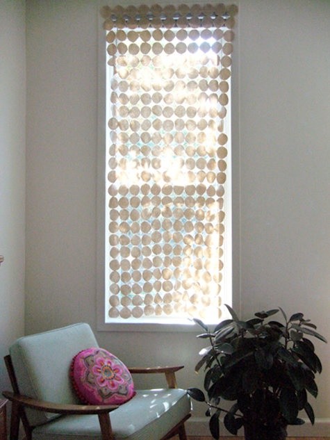 Curtain from felted circles