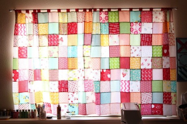 Fun patchwork curtains