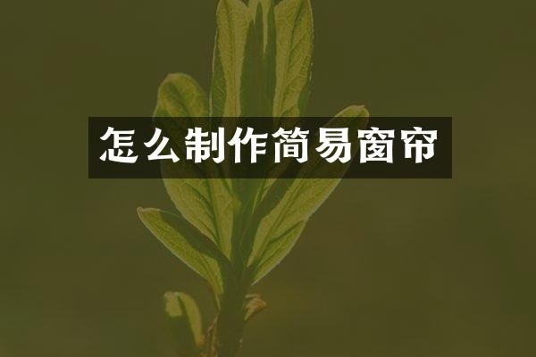 怎么制作简易窗帘