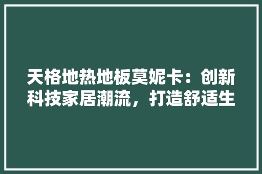 天格地热地板莫妮卡：创新科技家居潮流，打造舒适生活空间 现代风格装饰