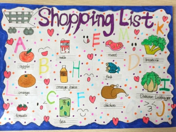 小学英语手抄报shoppinglist购物清单