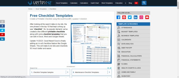 Vertex42 Free Checklist Templates 