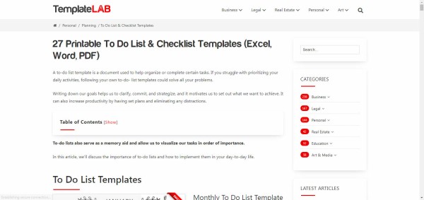 TemplateLab To Do List & Checklist Templates