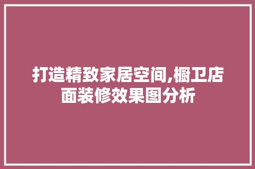 打造精致家居空间,橱卫店面装修效果图分析 装饰设计