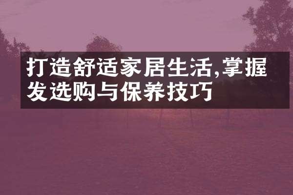 打造舒适家居生活,掌握沙发选购与保养技巧