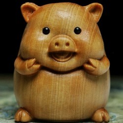 崖柏雕刻手把件家居工艺礼品摆件实木创意抖符猪文玩饰品挂件摆件