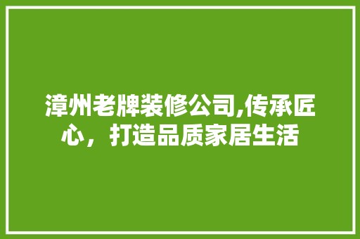 漳州老牌装修公司,传承匠心，打造品质家居生活 奢华