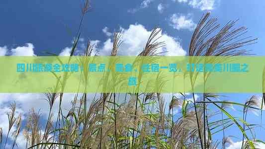 四川旅游全攻略：景点、美食、住宿一览，打造完美川蜀之旅