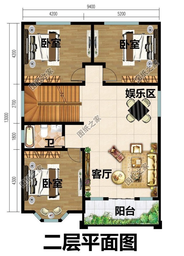 10米x13米房屋户型图，如此漂亮的别墅，想不实用都难