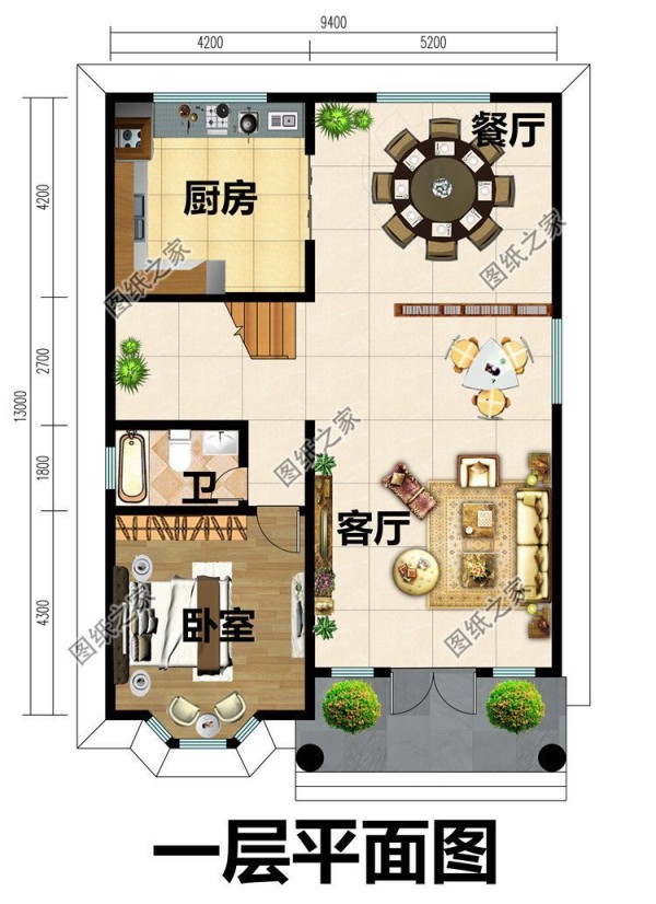 10米x13米房屋户型图，如此漂亮的别墅，想不实用都难